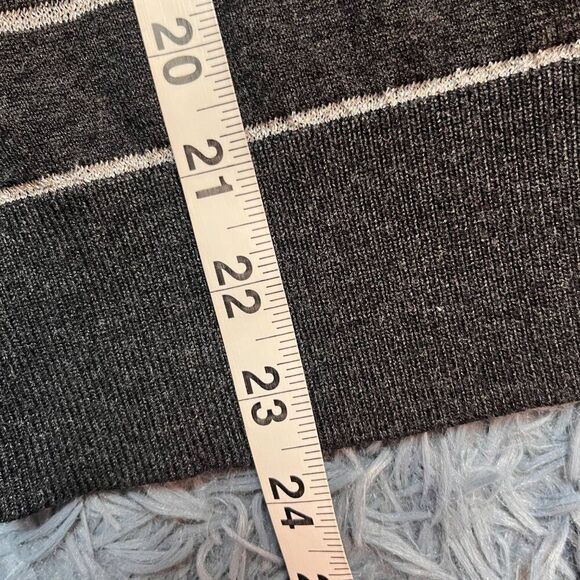 Halogen Gray White Striped Metallic Button Down Cardigan Size M - Picture 5 of 5